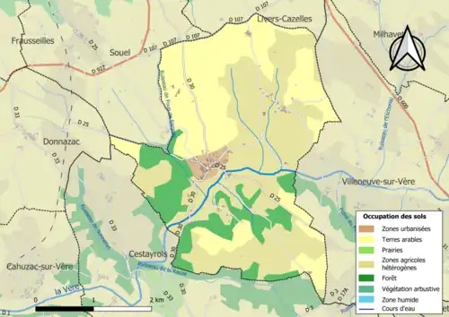 Carte en couleurs présentant l'occupation des sols.