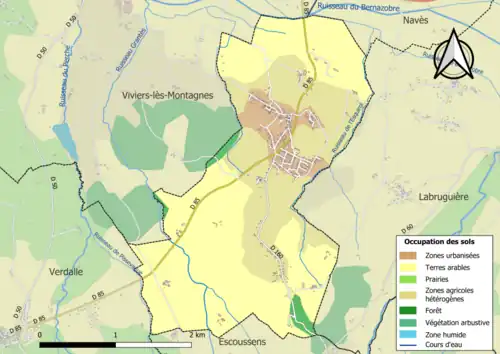 Carte en couleurs présentant l'occupation des sols.