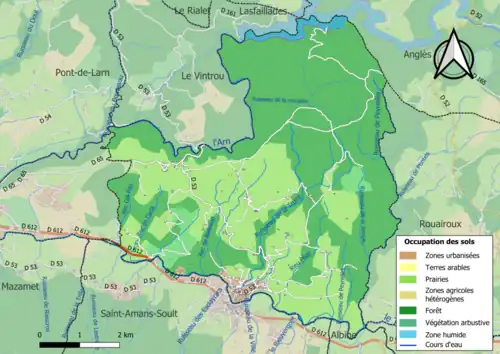 Carte en couleurs présentant l'occupation des sols.