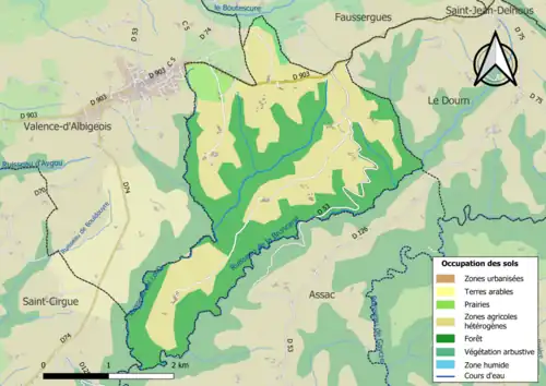 Carte en couleurs présentant l'occupation des sols.