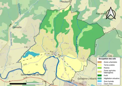 Carte en couleurs présentant l'occupation des sols.