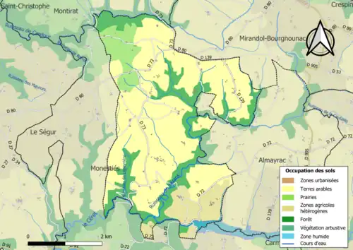 Carte en couleurs présentant l'occupation des sols.