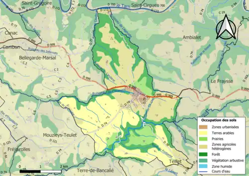 Carte en couleurs présentant l'occupation des sols.