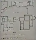 Plan de la villa romaine du Lodo (IIe ou IIIe&nbsp;siècle apr. J.-C.) en Arradon dessiné par le Chevalier de Fréminville en 1837.