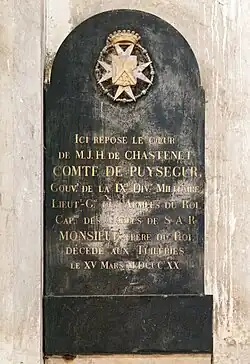 Stèle de Marie-Jean Hercule de Chastenet de Puységur