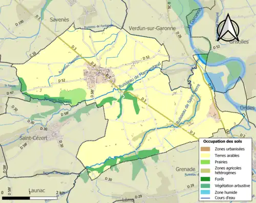 Carte en couleurs présentant l'occupation des sols.