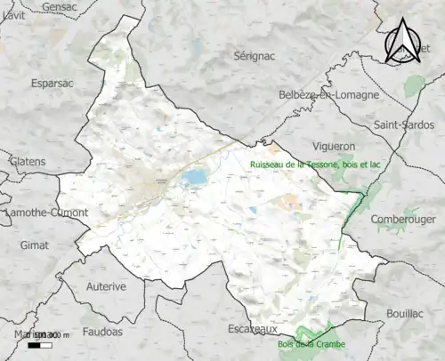Carte des ZNIEFF de type 1 sur la commune.