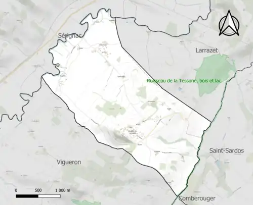 Carte de la ZNIEFF de type 1 sur la commune.