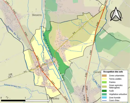 Carte en couleurs présentant l'occupation des sols.