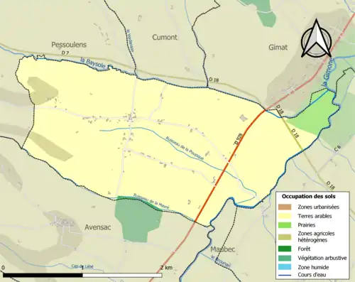 Carte en couleurs présentant l'occupation des sols.