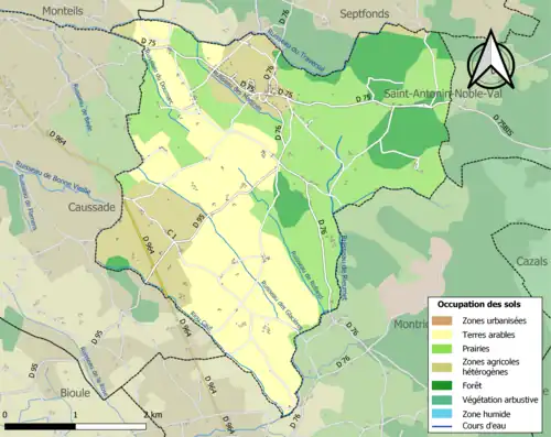 Carte en couleurs présentant l'occupation des sols.
