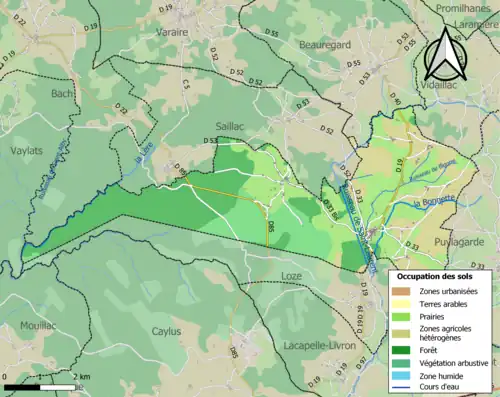 Carte en couleurs présentant l'occupation des sols.
