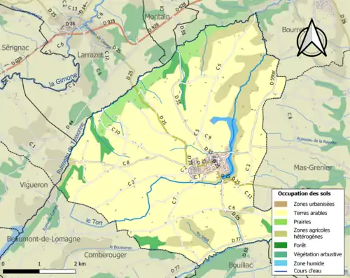 Carte en couleurs présentant l'occupation des sols.