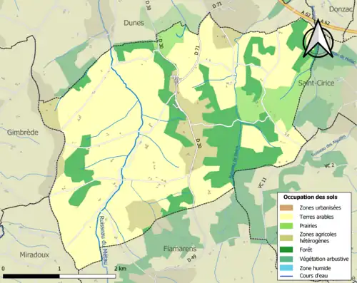 Carte en couleurs présentant l'occupation des sols.