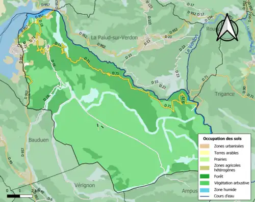 Carte en couleurs présentant l'occupation des sols.