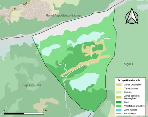Carte en couleurs présentant l'occupation des sols.
