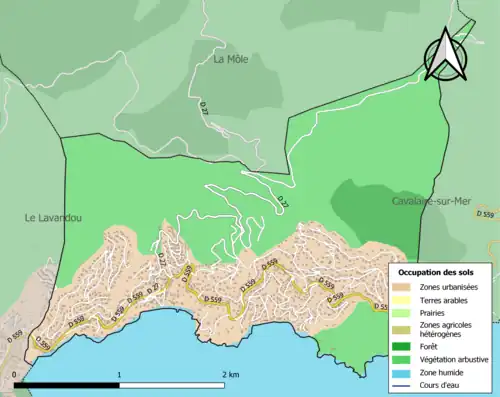Carte en couleurs présentant l'occupation des sols.