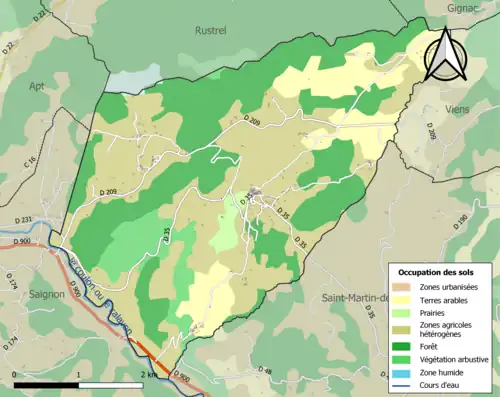Carte en couleurs présentant l'occupation des sols.