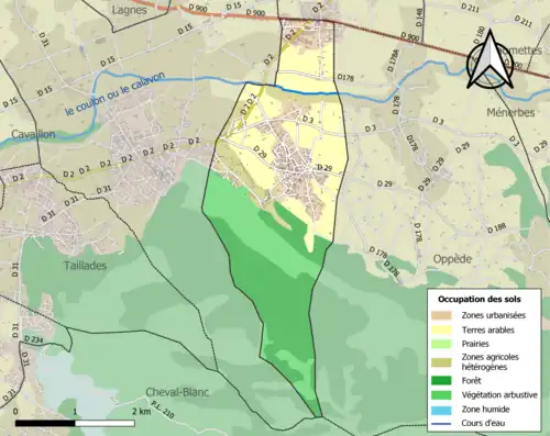 Carte en couleurs présentant l'occupation des sols.