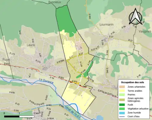Carte en couleurs présentant l'occupation des sols.