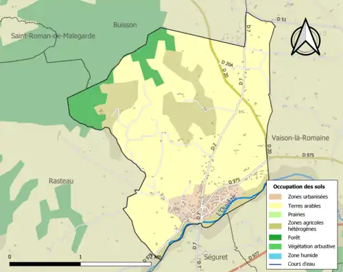 Carte en couleurs présentant l'occupation des sols.