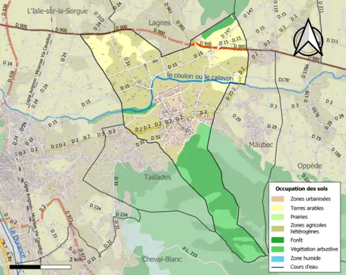 Carte en couleurs présentant l'occupation des sols.