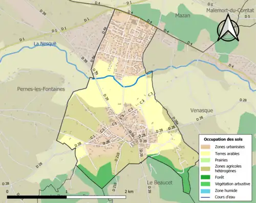 Carte en couleurs présentant l'occupation des sols.
