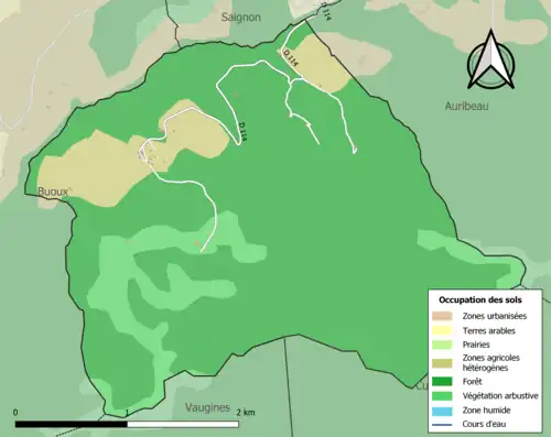 Carte en couleurs présentant l'occupation des sols.