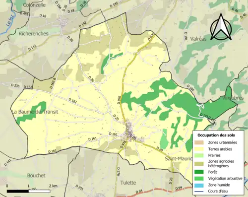Carte en couleurs présentant l'occupation des sols.