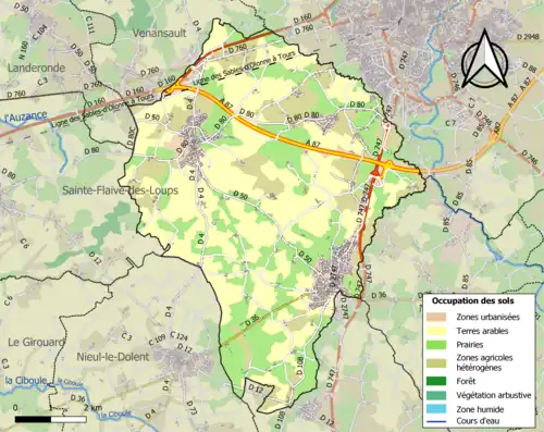 Carte en couleurs présentant l'occupation des sols.