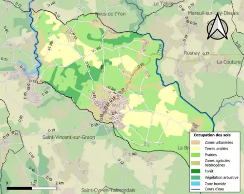Carte en couleurs présentant l'occupation des sols.
