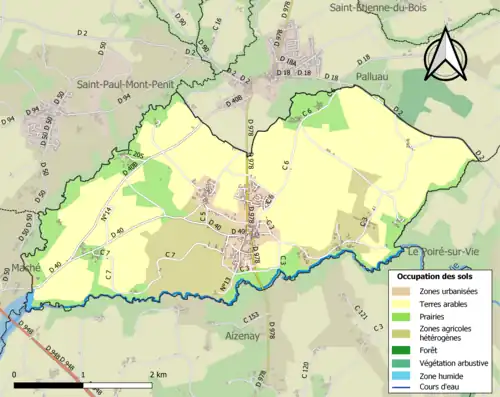 Carte en couleurs présentant l'occupation des sols.