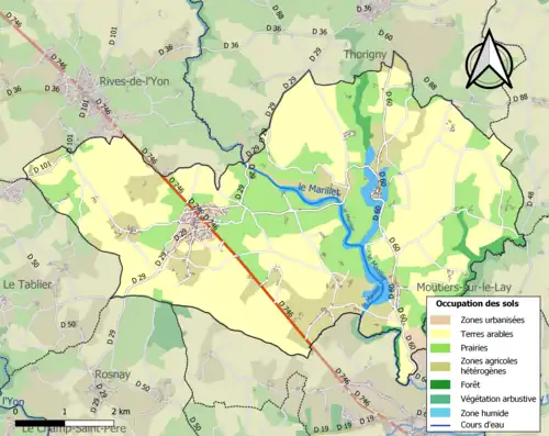 Carte en couleurs présentant l'occupation des sols.
