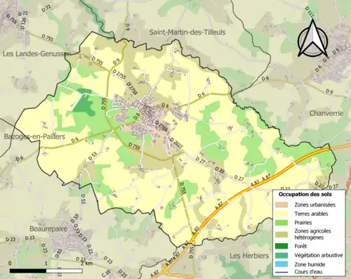 Carte en couleurs présentant l'occupation des sols.