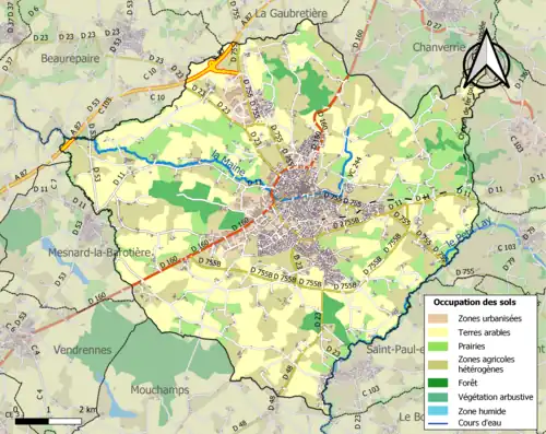 Carte en couleurs présentant l'occupation des sols.