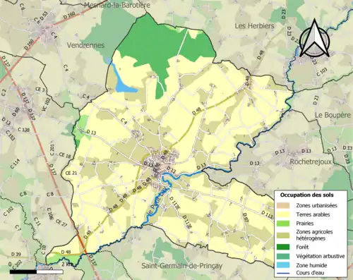 Carte en couleurs présentant l'occupation des sols.