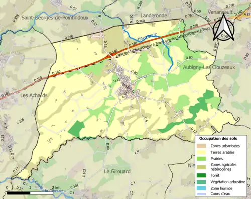 Carte en couleurs présentant l'occupation des sols.