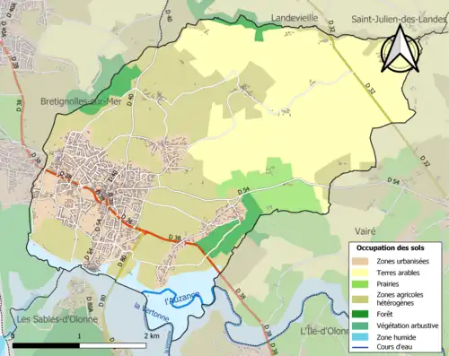 Carte en couleurs présentant l'occupation des sols.
