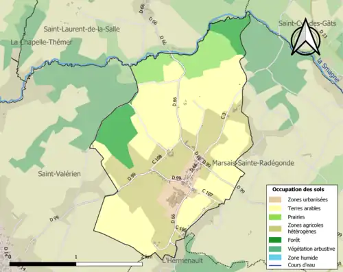 Carte en couleurs présentant l'occupation des sols.