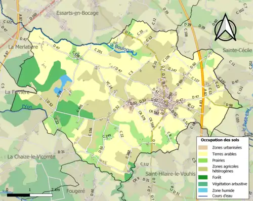 Carte en couleurs présentant l'occupation des sols.