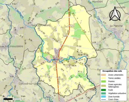 Carte en couleurs présentant l'occupation des sols.