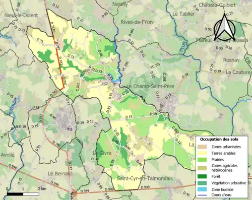 Carte en couleurs présentant l'occupation des sols.
