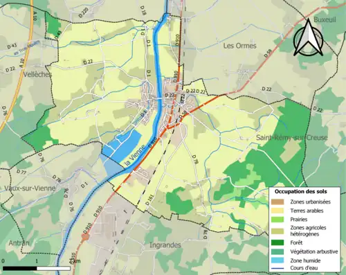 Carte en couleurs présentant l'occupation des sols.
