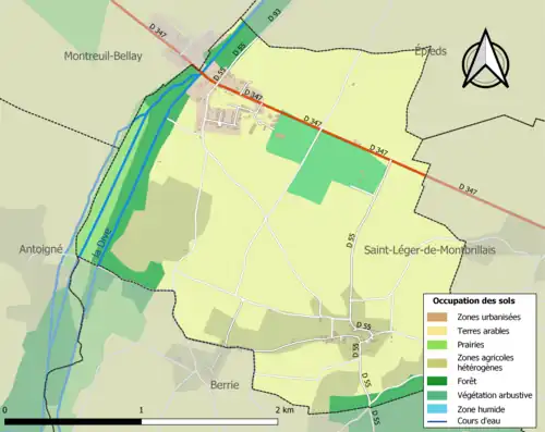 Carte en couleurs présentant l'occupation des sols.