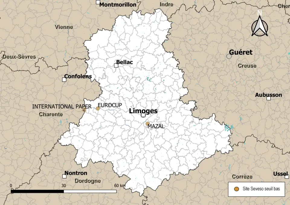 Carte des sites « Seveso seuil bas ».