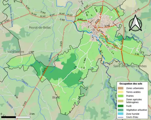 Carte en couleurs présentant l'occupation des sols.