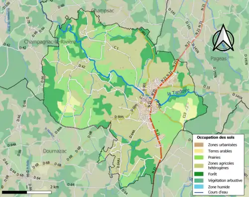 Carte en couleurs présentant l'occupation des sols.