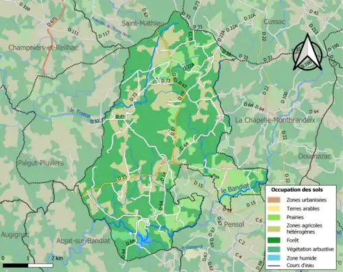 Carte en couleurs présentant l'occupation des sols.