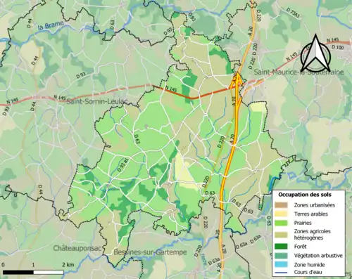 Carte en couleurs présentant l'occupation des sols.