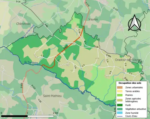 Carte en couleurs présentant l'occupation des sols.